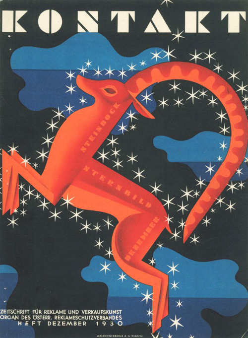 Joseph Binder, cover design for december issue, 1930. Kontakt, Zeitschrift für Reklame und Verkaufsk