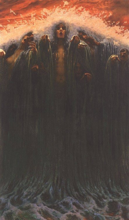 La Vague (The Wave), 1907 by Carlos Schwabe (German, 1866–1926)