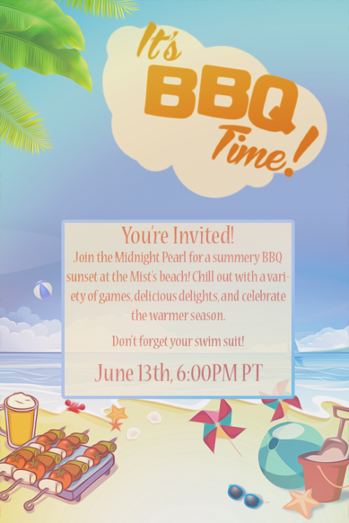 bumblingseabiscuit:themidnightpearl:You’re Invited! Join the Midnight Pearl for a summery BBQ sunset