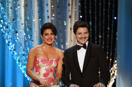 celebritiesofcolor: Priyanka Chopra and Pedro Pascal speak onstage during The 22nd Annual Screen A