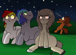 ask-heathersweetfeathers:  Stargazing~ congrats guys owo &lt;3  YAY ^^ SMITTY IS SO CUTE!! wow thank you so much Heather. It was really fun doing the omegle thing :33 And thank you for drawing smitty, I love this! 