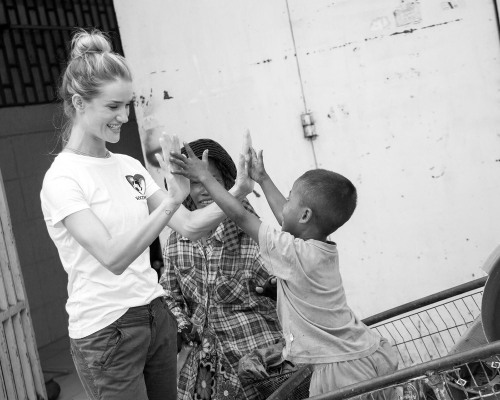  Rosie Huntington-Whiteley in Cambodia with Unicef for ITV’s Soccer Aid. May 2014  