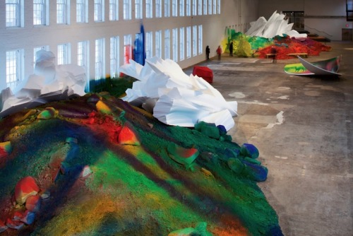 therhumboogie: By Katharina Grosse, these huge, beautiful sculptural installations utilise their env