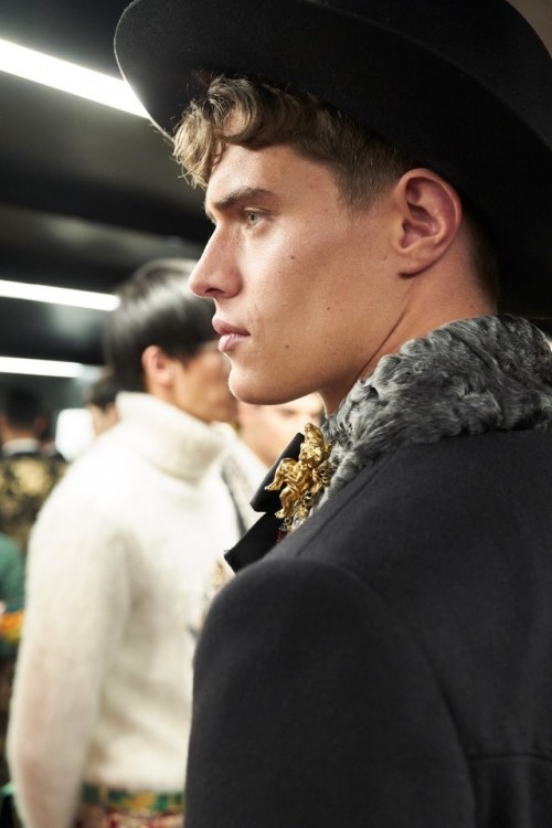 justdropithere:
“Jordy Baan - Backstage at Dolce & Gabbana, FW18
”