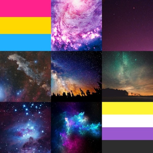 lgbt-mood:Nonbinary pansexual Moodboard with space themes for @isolatedpunkrockalien - Helper Alex