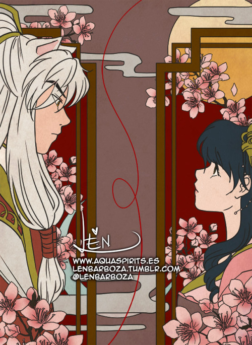 lenbarboza:Flat colors artwork for the cover of my AU doujinshi Loveless (Inu Empire), which I’ll st