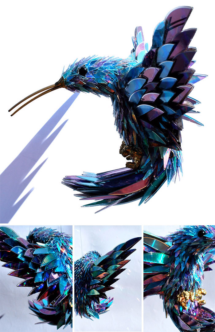 mayahan:Artist Sean Avery Creates Sculptures with Recycled CDs