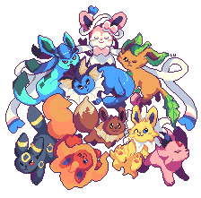 a bunch of eevees by @shiny-jolteons