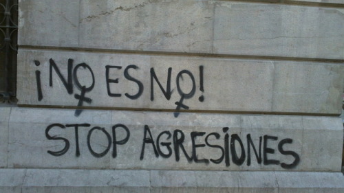 “No man decides for you”“My body my choice”“No means no! Stop aggressions”Feminist graffiti in Grana