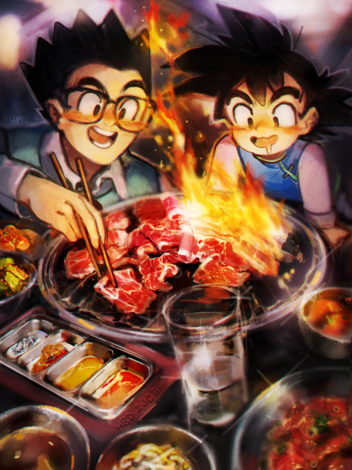 the son brothers’ enjoying their favorite shared interest: food!!painted a while back to commemorate