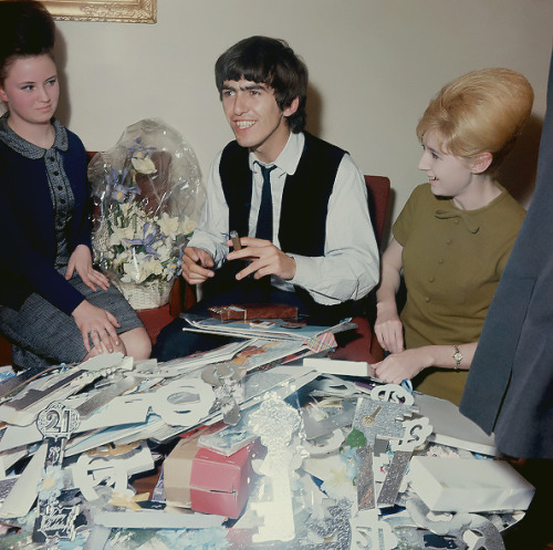 dittymisslizzy: George Harrison opening birthday cards and greetings in celebration of his 21st birt