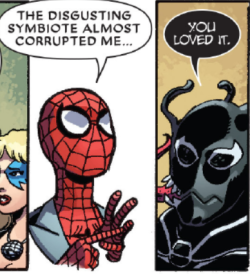 I found this on the Spidey &amp; Deadpool Facts blog and it made me immediately think of your Peter and Venom!(witchy-cats)ok i read this scene waaaay before i knew anything about venom. it&hellip;might’ve stuck with me more than i realized 