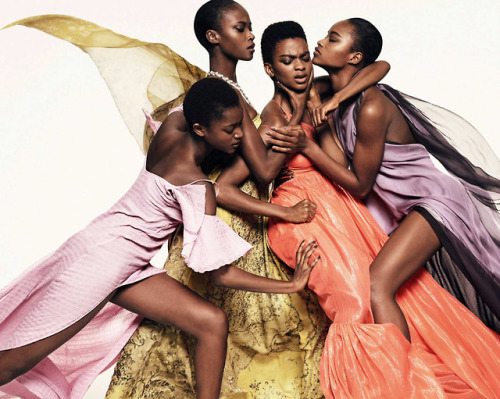 fuckrashida:Oumie Jammeh, Riley Montana, Aube Jolicoeur, and Mayowa Nicholas photographed by Luigi &