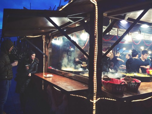 Food stalls at the Kraków Christmas market