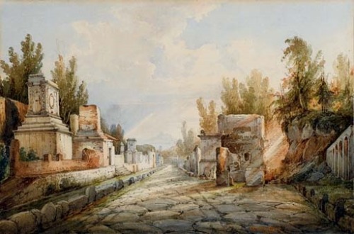 Gonsalvo Carelli (1818- 1900)Vue d'une allée à Pompéi, 1885