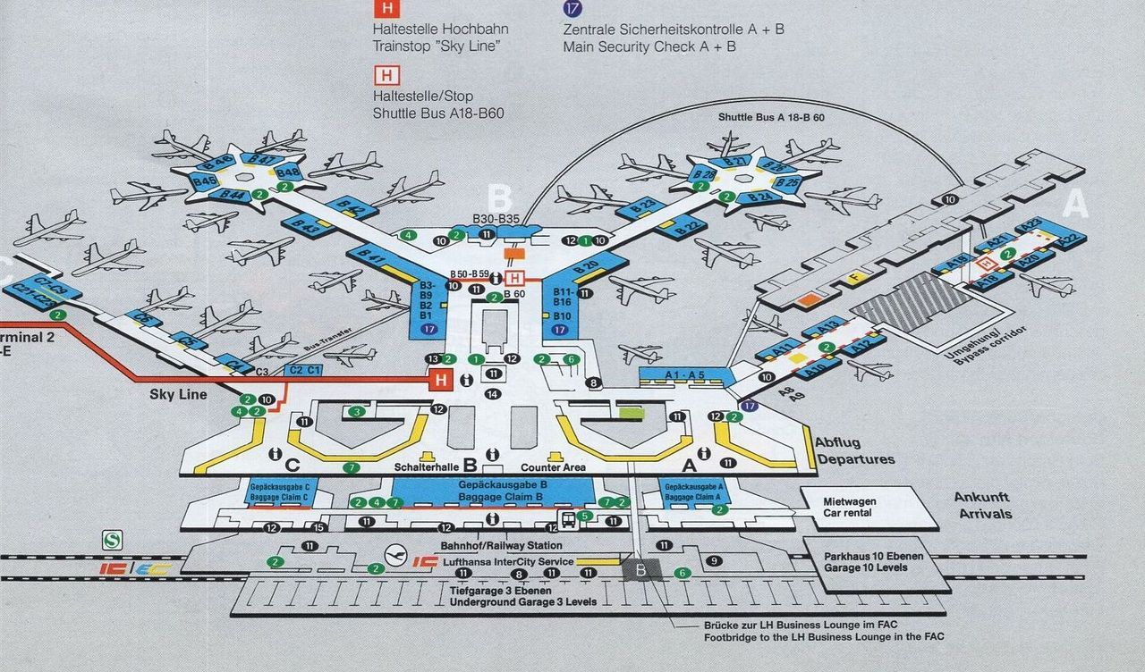 terminal 2 frankfurt airport map Airline Maps Lufthansa Frankfurt Diagram 1996 A Lufthansa terminal 2 frankfurt airport map