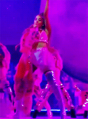 sweetener world tour in pink, red and orange