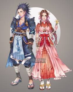 ilabarattolo:    My Zack and Aerith redesign is done! ;u;You can find it as print on my Etsy store!:  https://www.etsy.com/listing/739254597/zack-and-aerith-final-fantasy-vii-art?ref=shop_home_active_1