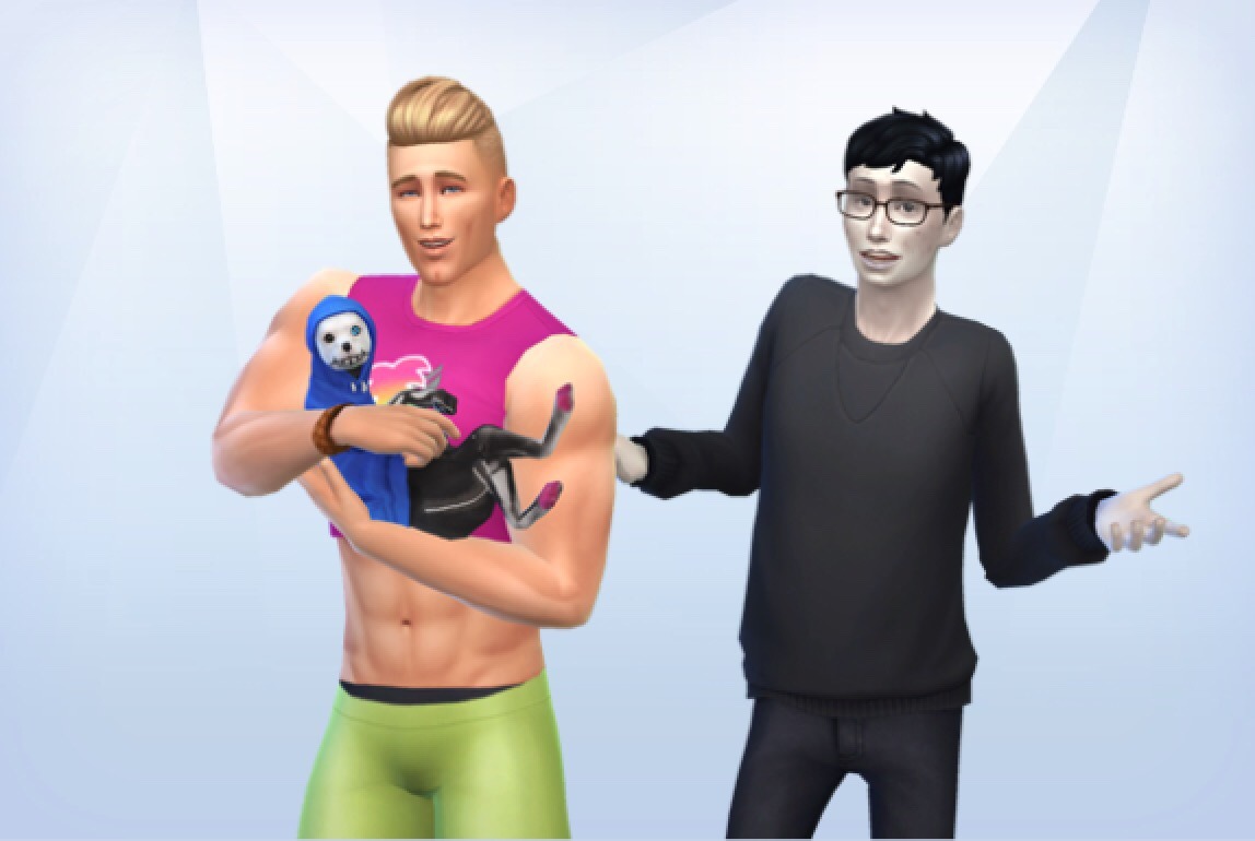 stoicclub:my friends girlfriend made Chad and Incel sims with Sans as their dog