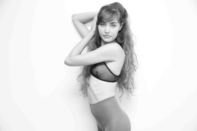 americanapparel:  Ariel wearing the Opaque Tights with the Nylon Spandex Micro-Mesh