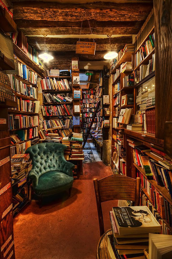 creativehouses:  Beautiful Book Room with reading chair via reddit 