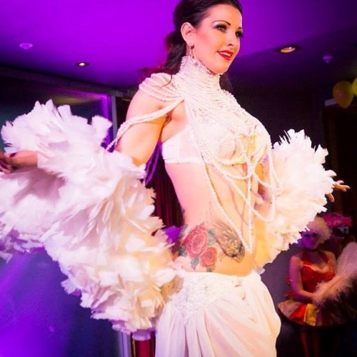 The beautiful and talented Bonita @dangerdoll performing in her #asphyxiacouture outfit at the #pert