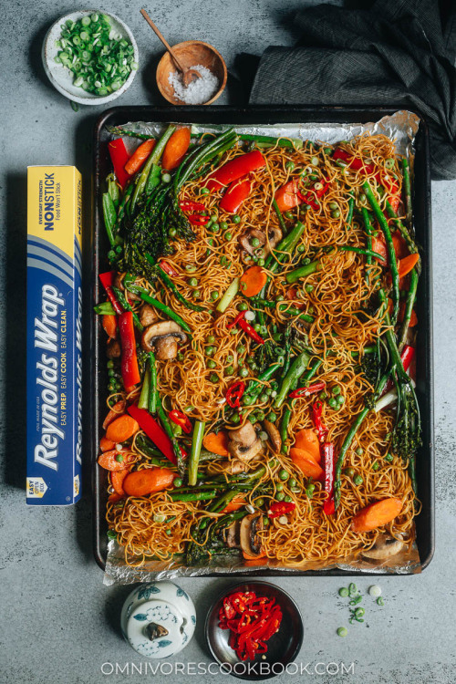 Sheet Pan Vegetable Chow MeinIntroducing a super easy sheet pan chow mein recipe that features beaut