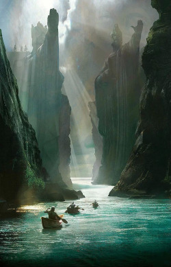 palaiopaidos:  fantasyartwatch: The Pillars of Kings by Unknown The Gates of Argonath, LOTR, by Craig Mullins 