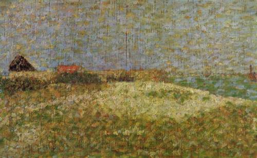 artist-seurat:  The away Samson in Grandcamp, 1885, Georges SeuratMedium: oil,wood