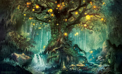 awesomedigitalart:  Dimlight Forest by FerdinandLadera  great deku tree is&hellip; is that you