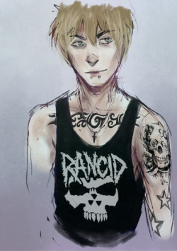 starvingfartist:  starvingfartist:  Anonymous asked you: is it okay if I request in anon? ;v; Can I have a punk! arthur? I really love how you draw I want to see more of him gklsfdkgfsdl  So I want to try to get back into “painting” digtially. I used