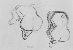 gustavklimt-art:    Two Studies of Sitting Nudes, 1901-1902 Gustav Klimt   