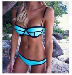 undelights:  Blue Halter Push Up Bikini - free shipping now!!