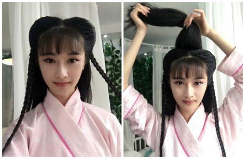 ziseviolet:Hairstyle tutorial for traditional Chinese Hanfu, Part 1/?This hairstyle uses two hair pa