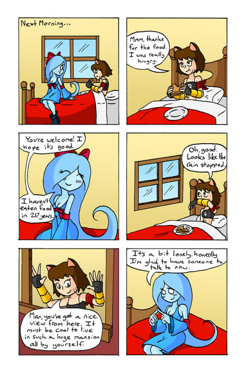 outcasterscomic:Chapter 1, page 5. Abby and Yuko begin to get acquainted. Outcasters is back! I’m hoping to do weekly updates from here on out, but we’ll see. 