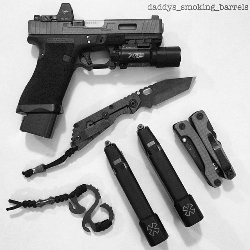 glockfanatics:  The essentials (posted by @daddys_smoking_barrels) #glockfanatics #glockporn #glockmods #glockperfection #noveske #salientarms #multitasker