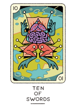 joe-sparrow:  Woah! It’s time for another tarot card. Today’s card is the Ten of Swords! This is our last number card!! After this there’s just the four court cards to go. The number ten, as Agent Dale Cooper reminds us, is the number of completion.