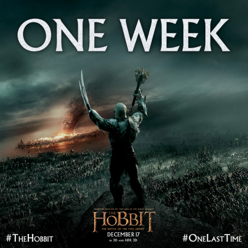 In one week, the battle begins… #TheHobbit #OneLastTimebit.ly/hobbittix