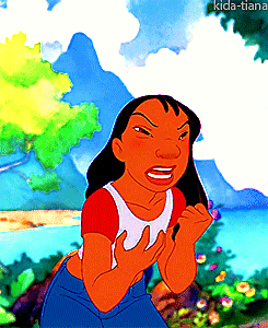 kida-tiana:Lilo! She’s a little girl this big, she has black hair and brown eyes