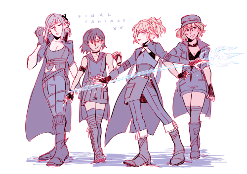 nimnime:FFXV but the girls take the main 4 roles instead