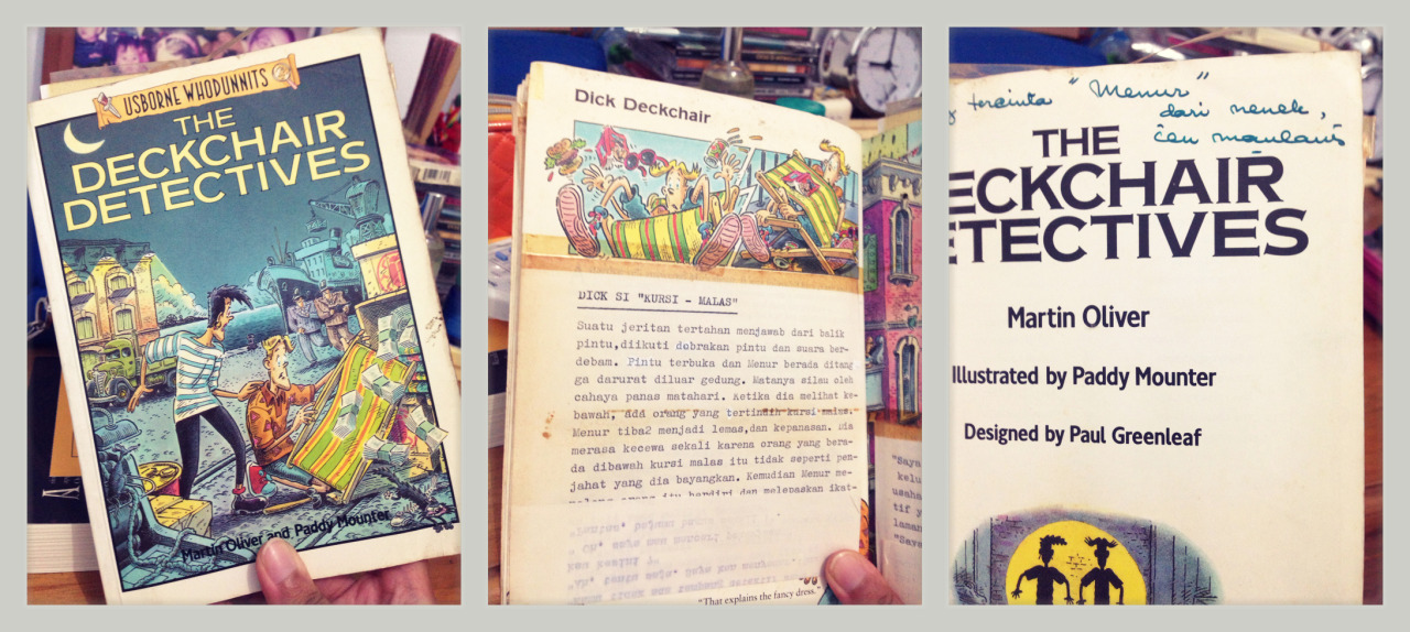 My very first detective story.
Bought to me by my Grandmother - who later translated every single page for me. As you can see, each page was being adorned by typewritten pages of her translation.
Of course, she also changed the main character’s name...