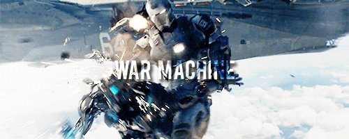 natasha-stark-rogers:“WAR MACHINE ROX” with an X, all caps.