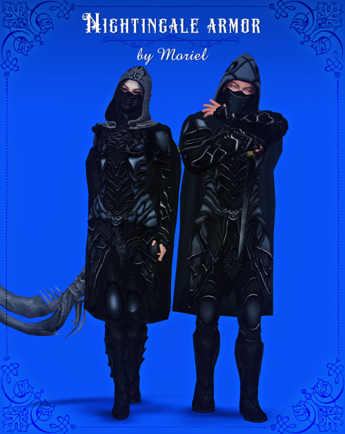 lady-moriel:Nightingale set10 items (5 fem and 5 male): outfit, mask (face piercing category), cloak