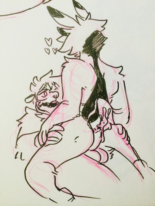 fluffyboobs:  Rabbit boy caught him self a cute soft mink   He/him for both