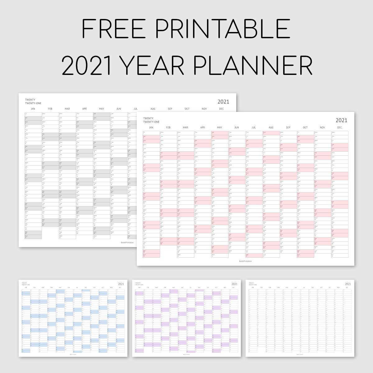 BobbiPrintables — Free Printable 2021 Year Planner ...
