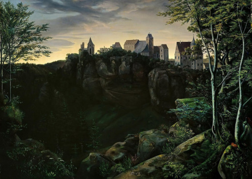 loumargi:Ernst Ferdinand Oehme - Castle Hohnstein in Saxon Switzerland