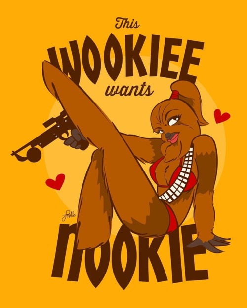 #Comissioned by a friend to do a gift for his friend’s wedding. #wookiee #artwork #pinup #fana