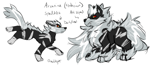 so i had a dream one night about a galarian arcanine form that split based on stats at evolution/cat