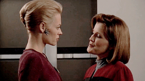 lonely-night: captain kathryn janeway &amp; seven of nine; facing each otherbonus: