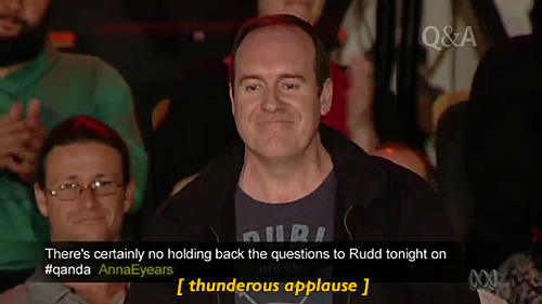 yes-miss-nisa:  hellonheels-x:  fawun:  raphmike: “If you think homosexuality is an unnatural condition, I cannot agree with you.”Kevin Rudd smashes a pastor’s views on marriage equality on Q&A [x]  I watched this when it was on tv last